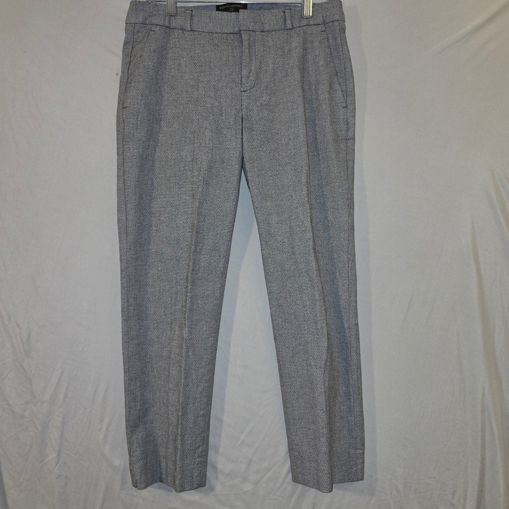 Banana Republic Avery Pants 4 Women Blue White Geometric Straight Leg Dress